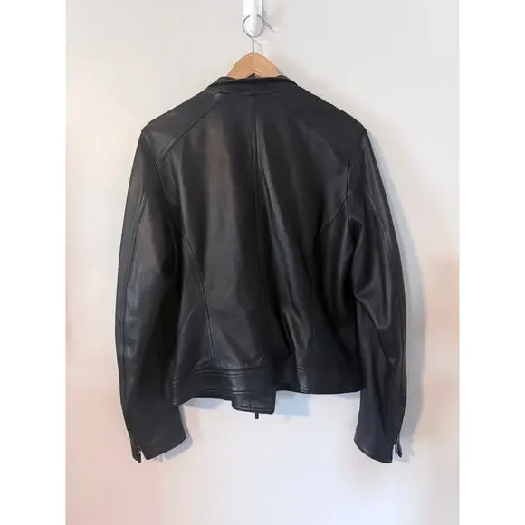 PONTE VECCHIO supple black 100% leather lambskin (?) moto Italian jacket coat - Picture 2 of 12